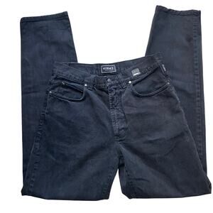 Vintage 90s Y2K Versace Jeans Couture Black Straight Leg Denim Pants 34x35 Italy